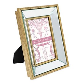 Laura Ashley - Marco de fotos con espejo biselado dorado, marco de espejo clásico con ángulo inclinado profundo, montaje en pared, hecho para mesa, galería de fotos y arte de pared, (4 x 6, dorado)