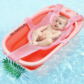 Baby Bath Seat Mat Infant Bathing Support Mat with Five Safety Support Corner Adjustable Antiskid Bath Net Cushion Baby Shower Net Pad Comfortable Baby Bathtub Sling