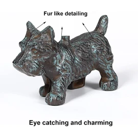 Cast Iron Door Stopper with Handle, 4.88 Lbs Heavy Duty Metal Dog Door Stop, Distressed Blue…