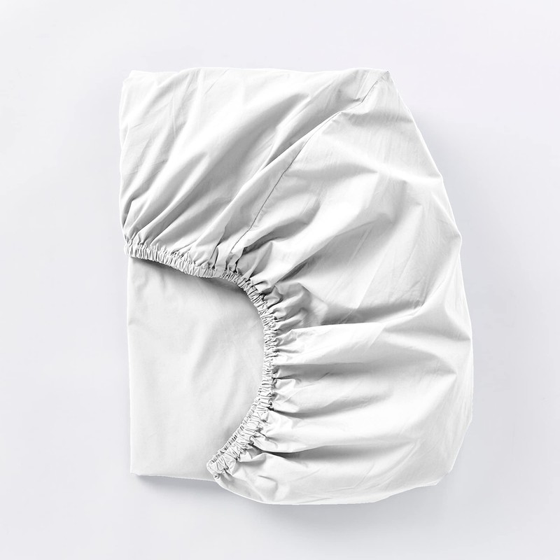 Purity Home 100% Cotton White Fitted Sheet Double Bed 35cm