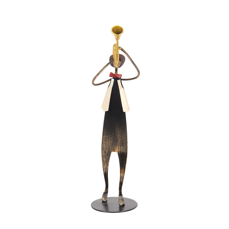 Trumpet Player Figurine Modern Abstract Handcrafted Metal Musician Sculpture for