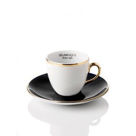 SELAMLIQUE ISTANBUL Turkish Coffee Set: Black Turkish Coffee Cups (2) for Traditional Coffee Ritual