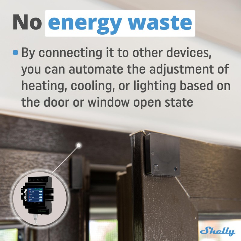Shelly Blu Door/Window Black - Smart Bluetooth-Operated Montion Sensor Alarm,