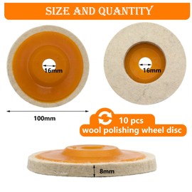 Tworider 10 Pcs 4 Inch Wool Felt Polishing Wheel Disc,Wool Polishing Wheel Disc for Angle Grinder,Polishing Wheel for Metal Aluminum,Stainless Steel, Chrome, Jewelry, Wood, Plastic, Ceramic, Glass