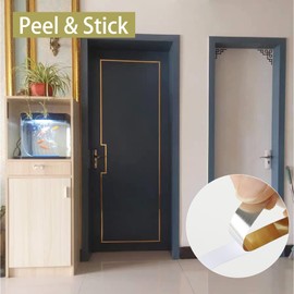 Gaahing Gold Metalized Tape with Polyester Mylar Film, Peel and Stick Decor Sticker with Shiny Mirror-Like Finish for Detailing Accent Wall, Graphic Arts, Wardrobe Crafts, Tile and Car Trim