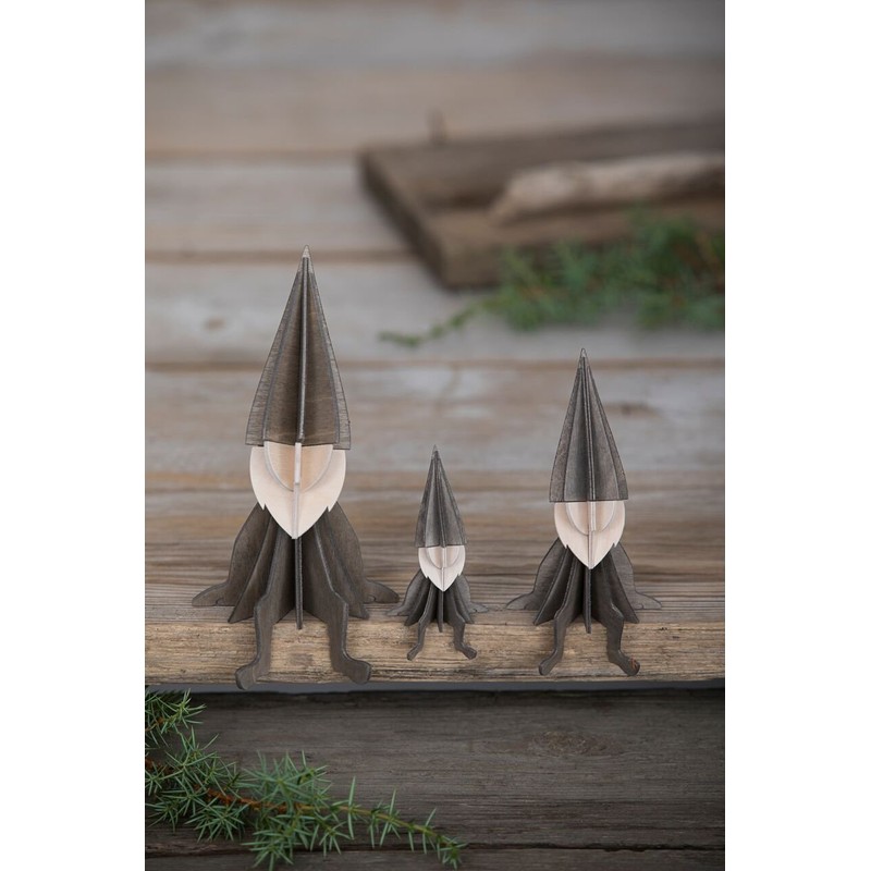 LOVI Medium Wooden Elf Postcard - Grey - 12 cm