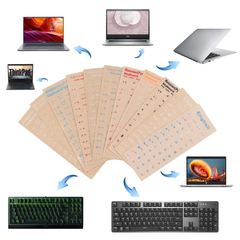 2 Pack Universal Korean Keyboard Stickers Transparent Background, Transparent Background