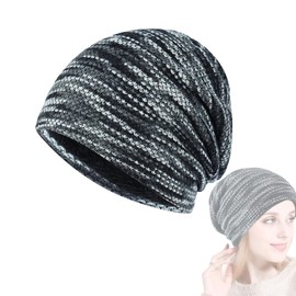 Sizkii Winter Grey Hat Knit Slouchy Beanies, Soft Knitted Beanie Fleece Hat, Tuque Femme Ski Skull Cap for Men Women