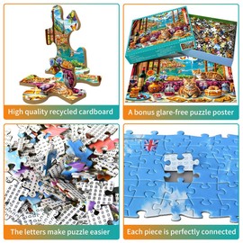 Puzzle 1000 Pieces for Adults, Puzzle Classic Educational Game Happy Cat and Beautiful View from the Window Beautiful Decoration Gifts