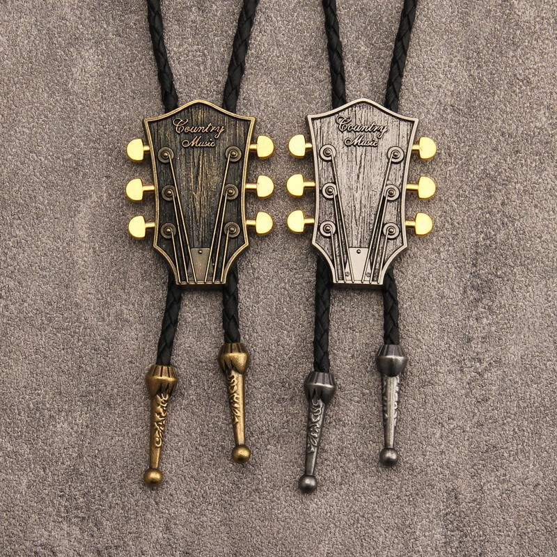 COOLLA Guitar Bolo tie Rodeo Cowboy Leather Necktie Western Bolo