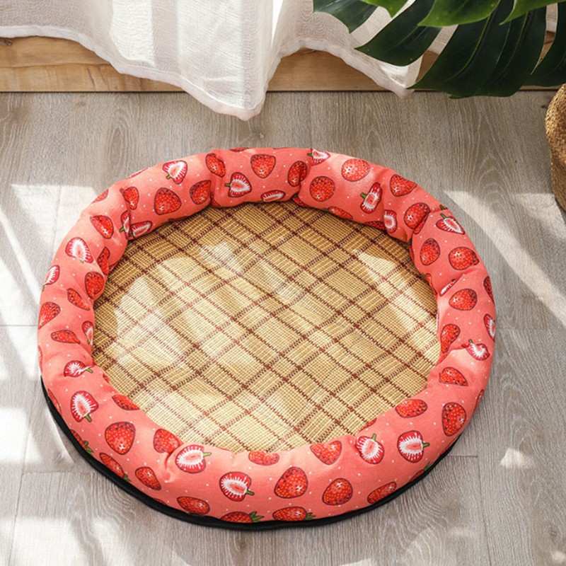 Round Pet Cooling Bed Cartoon Printing Pet Sleeping Bed Summer