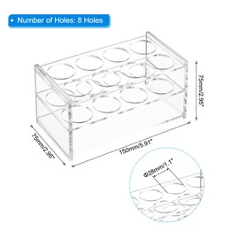 PATIKIL 8 Holes Tube Rack, 28mm Round Hole Acrylic Tube Holder Stand Suitable for Less Than 28mm Dia Tube for Laboratory Scientific Experiments, Clear