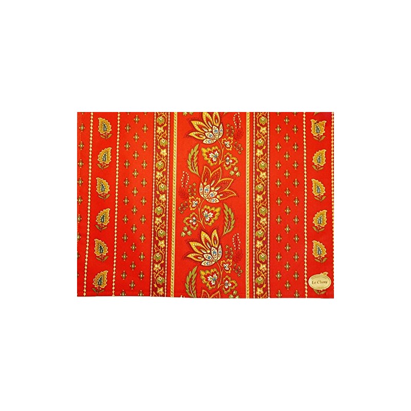 60x96" Rectangular Lisa Red Cotton Coated Provence Tablecloth by Le