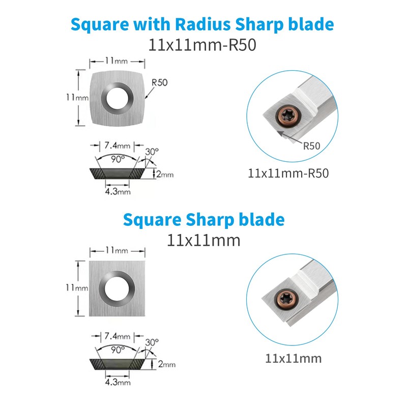 DEEFIINE 15Pcs Tungsten Carbide Cutters Inserts Set for Wood Lathe