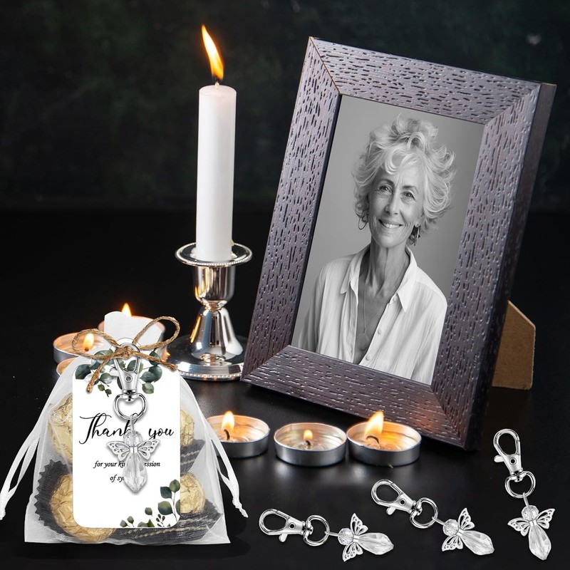 Metacipher 30 Set Funeral Favors for Guests White Angel Keychains
