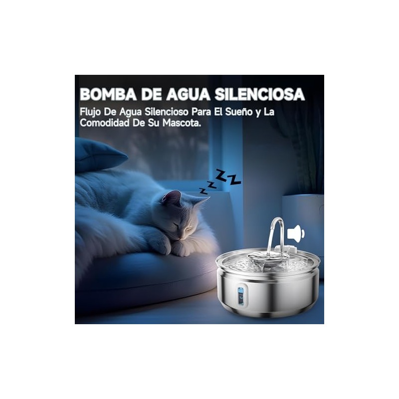 JUHANI Fuente de Agua para Gato, 3.2L Bebedero para Gato