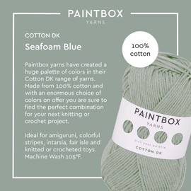 Paintbox Yarns 100% Cotton DK Yarn 1.76oz (50g), 137 Yards (125m) - Seafoam Blue Wool for Crochet, Knitting - Soft, Lightweight Double Knit Yarn for Clothes
