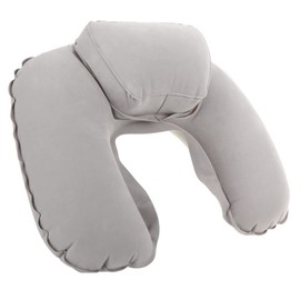 com-four® 1 x Inflatable Neck Support Pillow, Practical Neck Pillow for Inflating, Ideal Travel Pillow for on the Go, with Raised Neck Support (Increased, Pack of 1, Grey)