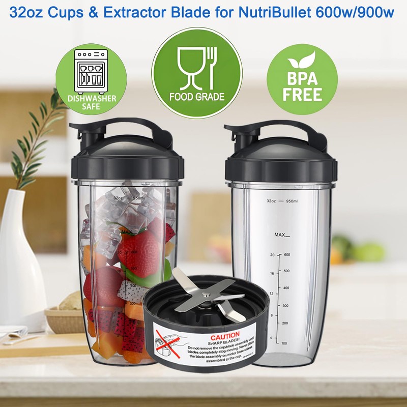 For nutribullet Blender Cups & Blade Replacement Set 32oz Huge