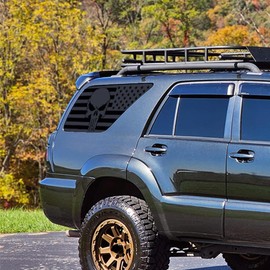 for Toyota 4Runner 2003–2009 Rear Side Window Skull American Flag Decal, Matte Black Patriotic Vinyl Stickers Accessories for 4Runner Rear Windows