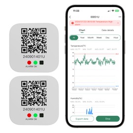 Freshliance Bluetooth Temperature Humidity Data Logger Hygrometer Thermometer with LED Display, Automated Data Graphing Analysis and Multi-user Data Sharing, Location Information via APP BlueTag TH100