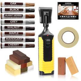 A-HEYIDA Wax Floor Repair Kit Vinyl Wood Laminate Furniture Touch Up Marker Hardwood Linoleum Lvp Repair Kit with Heat Pen Cover Scratches, Stains, Cracks, Holes for Floor, Door, Cabinet, Table, Stairs etc.