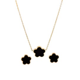 Five Leaf Clover Jewelry Set Pendant necklace Ear Studs Earrings 5 Leaf Lucky Choker