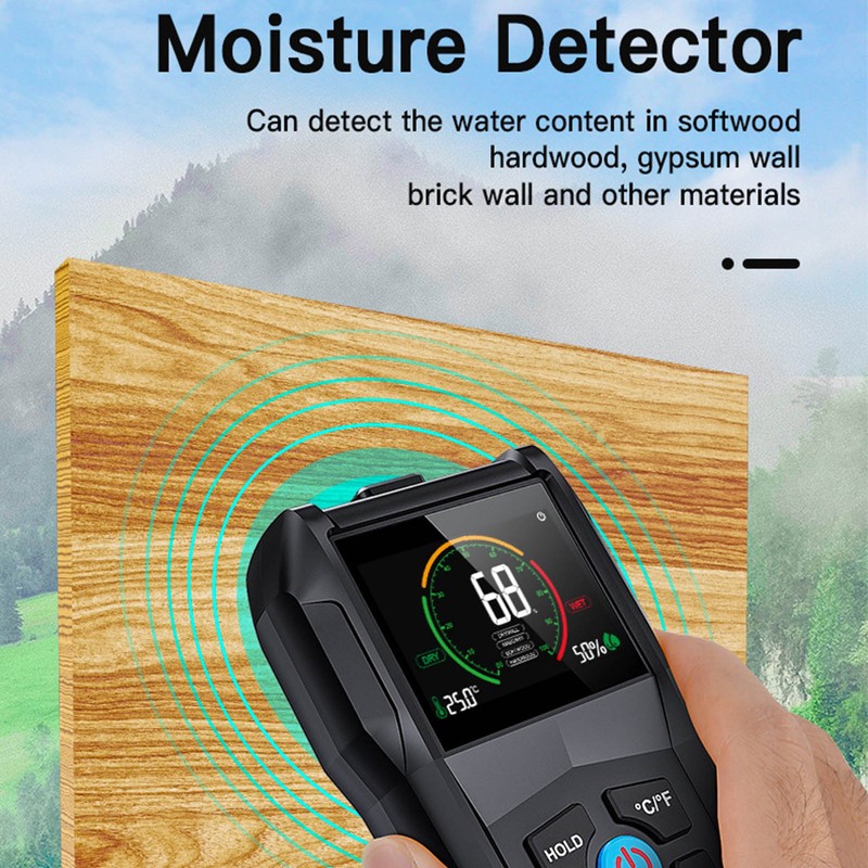 Pinless Moisture Meter LCD Digital Display 4 in 1 Dampness