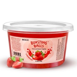 SYRUVIA Sweet Popping Boba Pearls, Strawberry, 1 LB. Bursting beverage & dessert topping for bubble tea and more. Strawberry-flavored tapioca pearls - Flavour: Strawberry