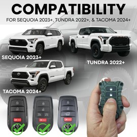 for Toyota Key Fob Case - Heavy-Duty Protective Shell - Precision Fit for Tundra, Tacoma, Sequoia & Corolla - Impact-Resistant & Stylish Upgrade - Enhanced Grip (Army Green Fob, Black Screws)