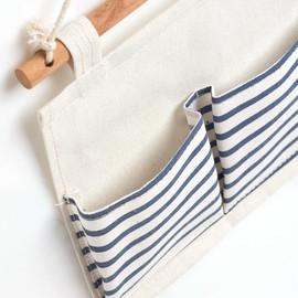 Zeller 14285 Hanging Storage Box Stripes 8 Compartments Cotton / Polyester Blue Approx. 35 x 60 cm