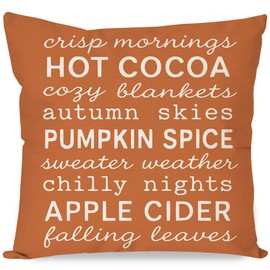 PANDICORN Fall Pillow Covers 18x18 Inch Sayings Pumpkin Spice & Sweater Weather, Orange Fall Decor, Cozy Decorative Accent Cushion Case Decoration for Living Room Bedroom Sofa Couch Porch