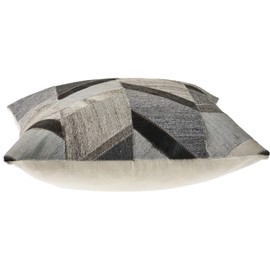 LR Home Multicolored Chevron Faux Leather Throw Pillow, 20" x 20", Gray/Brown
