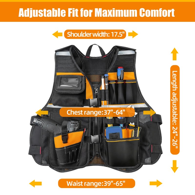 Electrician Tool Vest for Men, Tool Vest Electrician with Molded