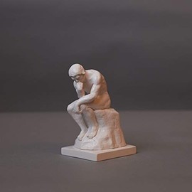 Der Denker nach Auguste Rodin, Sculpture Made of High-Quality Zellan, Handmade, Made in Germany, Bust in White, 14 cm