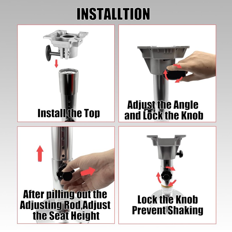 Hotkesa Boat accessories New Aluminum Adjustable Boat Seat Pedestal Smooth