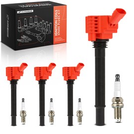 A-Premium (Red) Set of 8 Ignition Coil Pack and Iridium Spark Plugs Compatible with Jeep BU Series Renegade 2015-2018 & Dodge Dart 2013-2016 & Fiat 500 2012-2019, 500X 2016-2018, 500L 2014-2020, 1.4L