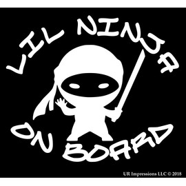 UR Impressions MWht Lil Ninja on Board Decal Vinyl Sticker Graphics Cars Trucks SUV Vans Walls Windows Laptop|Matte White|5.5 X 4.9 Inch|URI686-MW