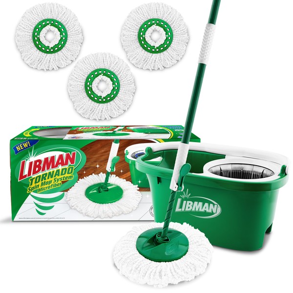 Libman Libman Tornado Spin Mop System with 3 Refill Heads,