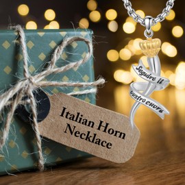 PELOVNY Italian Horn Necklace 925 Sterling Silver Cornicello Pendant Lucky Jewelry Anniversary Birthday Christmas gifts for Women Men