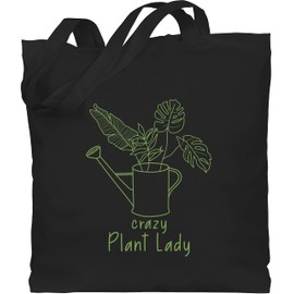 Shirtracer - Cotton Bag - Flowers & Plants - Crazy Plant Lady Green, 1 black