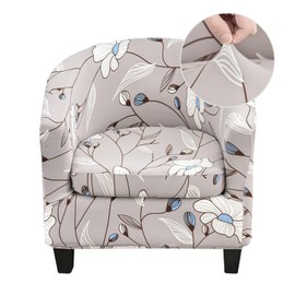 CRFATOP 2 Piece Club Chair Slipcover Stretch Barrel Chair Covers Printed Tub Chair Slipcovers Soft Spandex Armchair Sofa Cover Removable Couch Furniture Protector Arm Chair Cover for Living Room,18