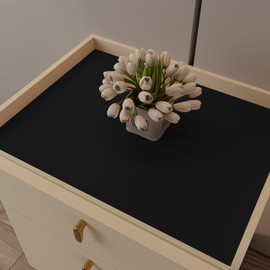 Zinkooat Leather Nightstand Cover,1.8mm Thick,15.75x23.6 Inch end Table Cover,Side Table Cover,Bedside Table Cover,Bedside Tablecloth.(Black+Black,15.75x23.6)