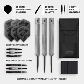 KOTO - Kingmax, 90% Tungsten, 25G, Silver, Steel Tip Darts Set, Ring Grip