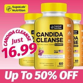 Candida Cleanse Gummies - Yeast Detox & Flora Balance & Gut Health | 60 Gummies-MADE IN USA-SupaLab Nutrition - Specification: Chosen by Thousands - Best Value