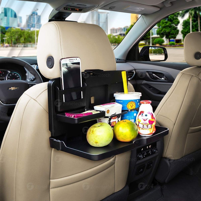 ZONETECH Multi-Functional Portable Foldable Car Backseat Tray Desk - Black