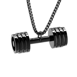 XSMZB Dumbbell Cremation Jewelry for Ashes Memorial Urn Necklace for Ashes for Men Women Funeral Ashes Keepsake Pendant for Loved One(Black)
