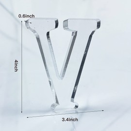 WOODOUNAI 4 Inch Designable Acrylic Letters Unfinished Acrylic Letters for Wall Decor Decorative Standing Letter Slices Sign Board Decoration for Craft Home Party Projects (V)