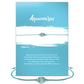 Glücksschmiedin - Gemstone Bracelet Healing Stone with Gold Beads Locally Handmade, Gemstone, Aquamarine
