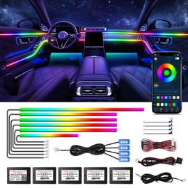 WEBUPAR Dreamcolor Acrylic Interior Car Lights, 14 in 1 RGB LED Strip Lights with APP Control and 213 Color Modes, Decorative Car Ambient Lighting Kits